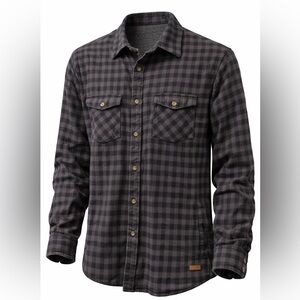 Voyager Men’s XXL Gray‎ Plaid Flannel Shirt Jacket Lined Cozy Shacket